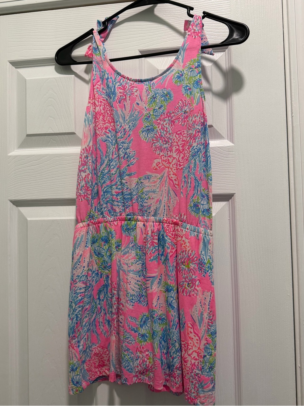 Girls' Pink Tropical Print Romper